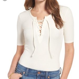 Madewell Ribbed lace up bodysuit